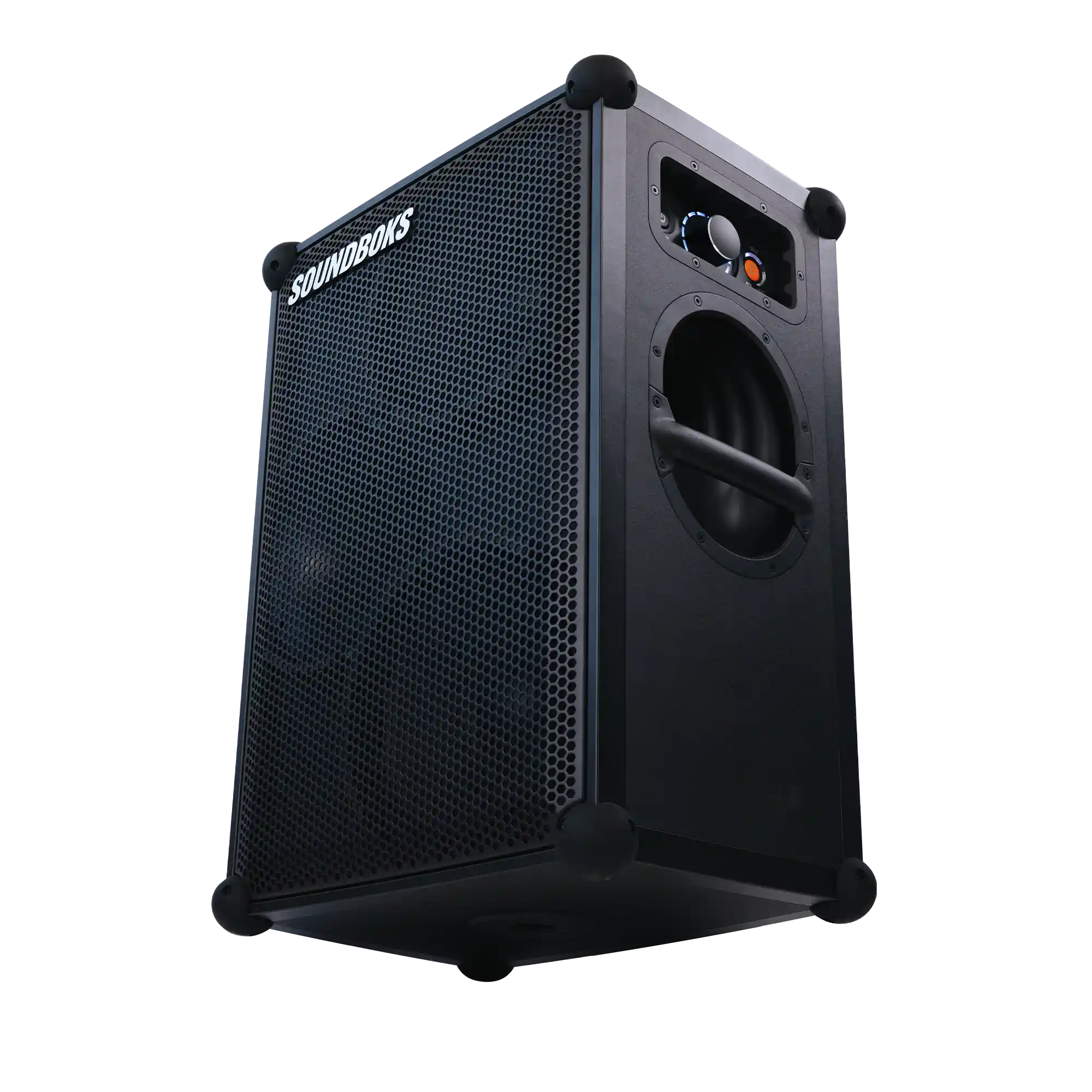 THE SOUNDBOKS 4 angled from below#grill-farve_sort,en:grill-color_black